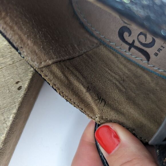 Feud Britannia Handmade shoes Snakeskin print chucky wedge style 6 mary janes - Picture 5 of 10